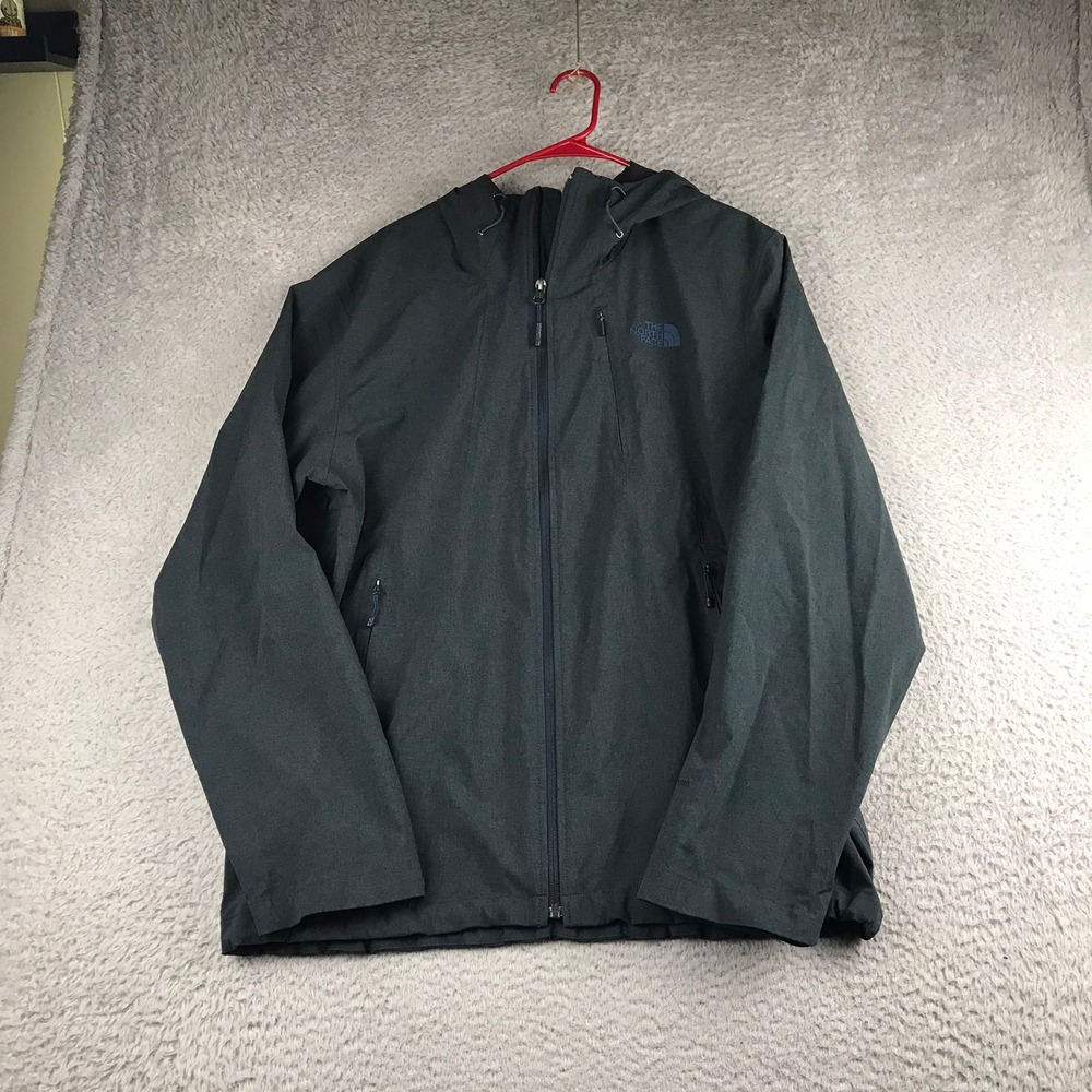The North Face DryVent Jacket Mens L Grey Hooded Full Zip Rain Coat